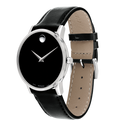 Movado Museum Black Dial Black Leather Strap Watch For Men - 2100002
