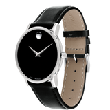  Shop Authentic Movado Museum Black Dial Black Leather Strap Watch For Men - 2100002 - Luxxuri