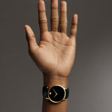  Shop Authentic Movado Museum Black Dial Black Leather Strap Watch For Men - 2100005 - Luxxuri