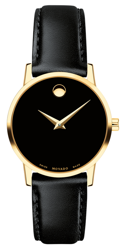  Shop Authentic Movado Museum Black Dial Black Leather Strap Watch For Women - 2100006 - Luxxuri