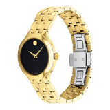  Shop Authentic Movado Museum Classic Quartz Black Dial Gold Steel Strap Watch For Women - 0607005 - Luxxuri