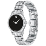  Shop Authentic Movado Veturi Quartz Black Dial Silver Steel Strap Watch for Women - 0606338 - Luxxuri