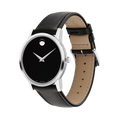 Movado Museum Black Dial Black Leather Strap Watch For Men - 2100002