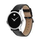  Shop Authentic Movado Museum Black Dial Black Leather Strap Watch For Men - 2100002 - Luxxuri