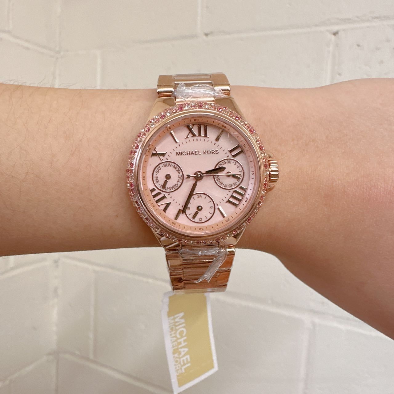  Shop Authentic Michael Kors Mini Camille Multifunction Rose Gold Dial Rose Gold Steel Strap Watch For Women - MK7273 - Luxxuri