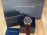  Shop Authentic Tommy Hilfiger Aiden Quartz Blue Dial Brown Leather Strap Watch for Men - 1791308 - Luxxuri