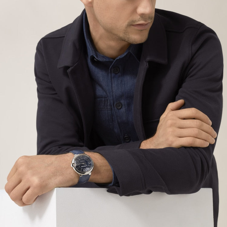  Shop Authentic Cartier Ballon Bleu De Cartier Blue Dial Blue Leather Strap Watch for Men - WSBB0027 - Luxxuri