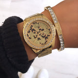  Shop Authentic Guess G Twist Diamonds Gold Dial Gold Steel Strap Watch For Women - W1201L2 - Luxxuri