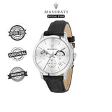  Shop Authentic Maserati Ricordo Silver Dial Black Leather Strap Watch For Men - R8871633001 - Luxxuri
