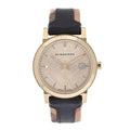  Shop Authentic Burberry The City Gold Dial Black Leather Strap Watch for Men - BU9032 - Luxxuri