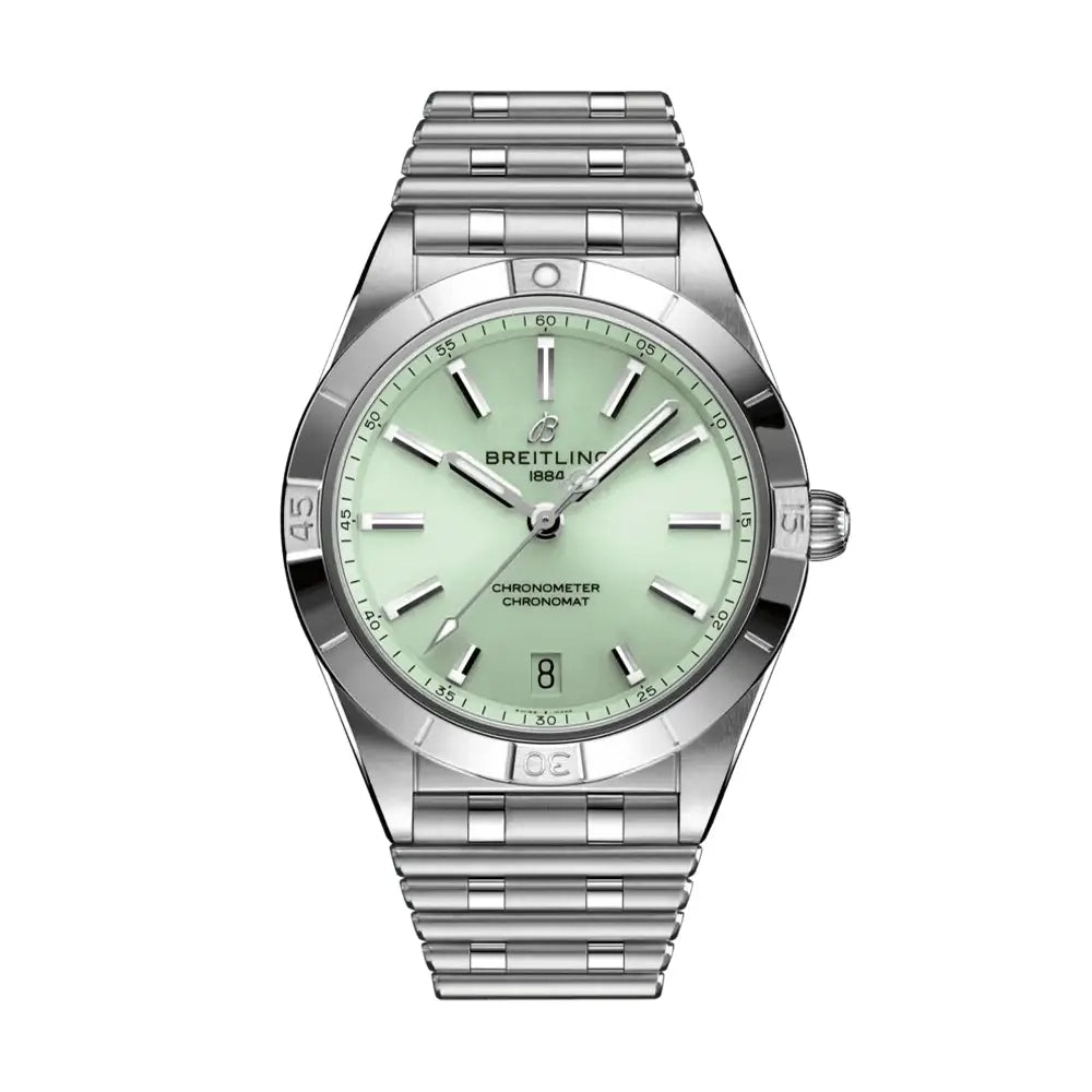  Shop Authentic Breitling Chronomat Automatic 36 Green Dial Silver Steel Strap Watch for Women - A10380101L1A1 - Luxxuri