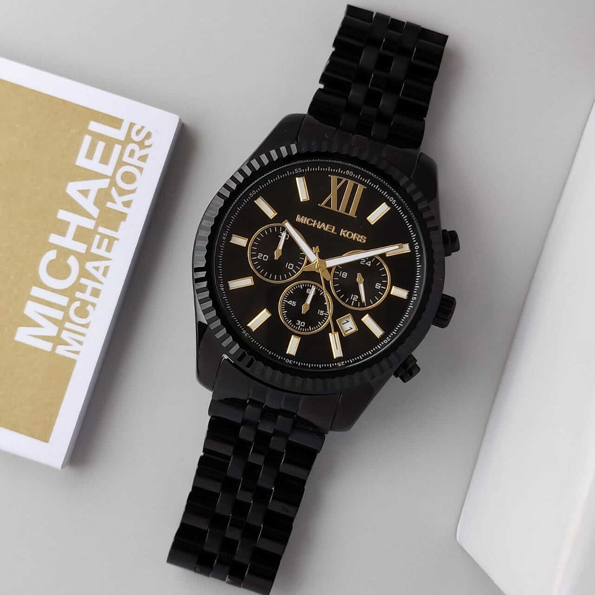  Shop Authentic Michael Kors Lexington Chronograph Black Dial Black Steel Strap Watch for Men - MK8603 - Luxxuri