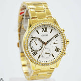  Shop Authentic Guess Solar Chronograph Diamonds White Dial Gold Steel Strap Watch for Women - W1069L2 - Luxxuri