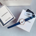  Shop Authentic Emporio Armani Gianni T-Bar Analog Silver Dial Blue Leather Strap Watch For Women - AR60020 - Luxxuri