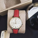  Shop Authentic Burberry The Classic Gold Dial Red Leather Strap Watch for Women - BU10102 - Luxxuri