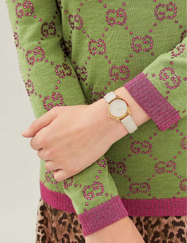  Shop Authentic Gucci G Timeless Quartz White Dial White Leather Strap Watch For Women - YA126580A - Luxxuri