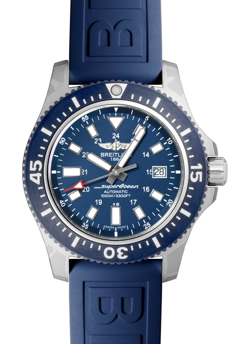  Shop Authentic Breitling Superocean 44mm Diver Pro III Special Mariner Blue Dial Blue Rubber Strap Mens Watch - Y1739316/C959 - Luxxuri