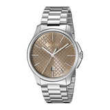 Shop Authentic Gucci G Timeless Quartz Brown Dial Silver Steel Strap Watch for Men - YA126317 - Luxxuri