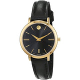  Shop Authentic Movado Ultra Slim Black Dial Black Leather Strap Watch For Women -  0607095 - Luxxuri