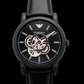  Shop Authentic Emporio Armani Luigi Automatic Skeleton Black Dial Black Leather Strap Watch For Men - AR60012 - Luxxuri