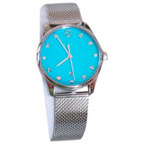  Shop Authentic Gucci G-Timeless Turquoise Mother of Pearl Dial Silver Mesh Bracelet Watch For Women - YA126582 - Luxxuri