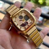  Shop Authentic Fossil Retro Analog-Digital Gold Dial Gold Steel Strap Watch for Men - FS5889 - Luxxuri