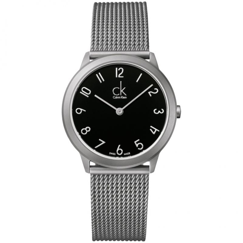  Shop Authentic Calvin Klein Minimal Black Dial Silver Mesh Bracelet Watch for Women - K3M52151 - Luxxuri