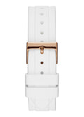 Guess Confetti Crystal Rose Gold Dial White Silicone Strap Watch For Women - W1098L5