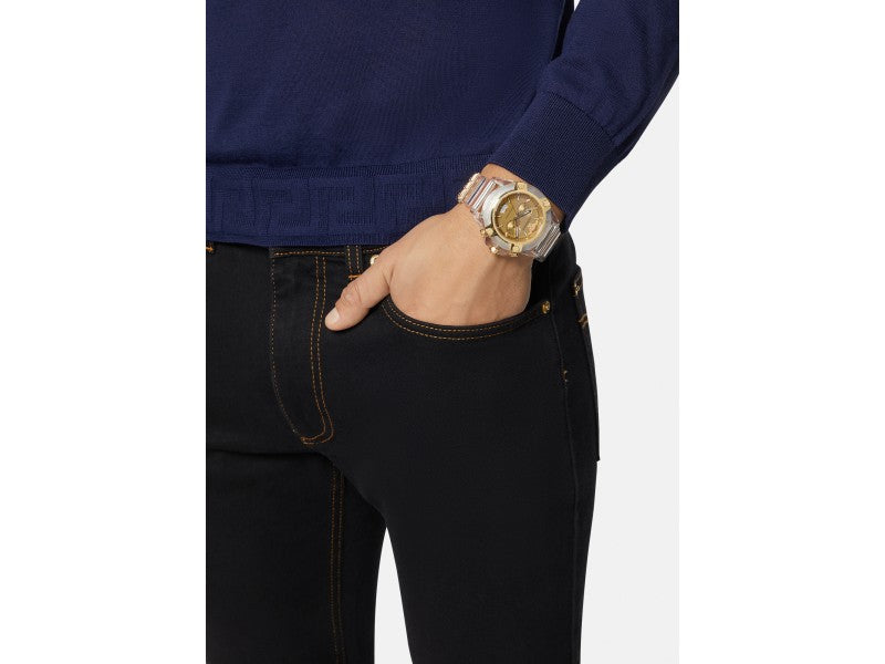  Shop Authentic Versace Icon Active Chronograph Gold Dial White Silicone Strap Watch for Men - VEZ700121 - Luxxuri