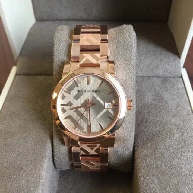 Burberry The City Rose Gold Dial Rose Gold Steel Strap Watch for Women - BU9039