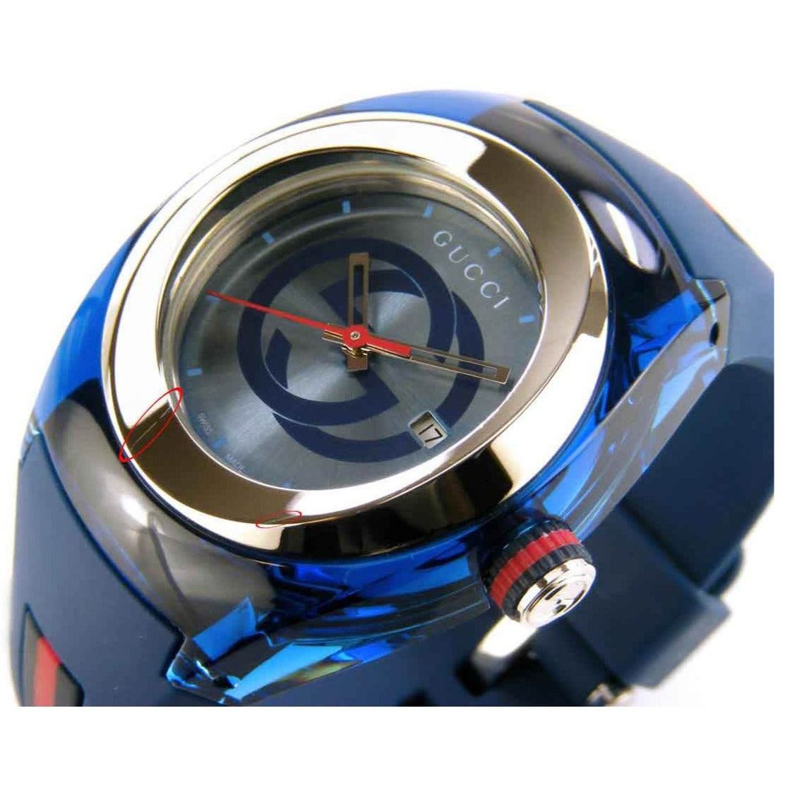  Shop Authentic Gucci Sync Quartz Blue Dial Blue Rubber Strap Watch For Men - YA137304 - Luxxuri