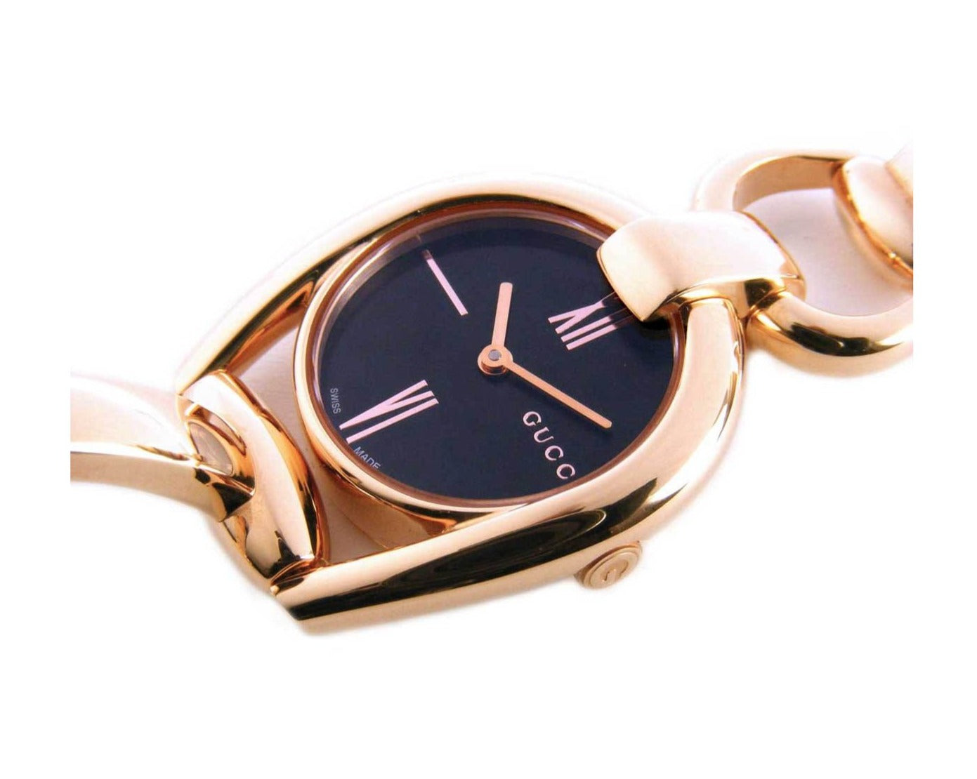  Shop Authentic Gucci Horsebit Collection Black Dial Rose Gold Steel Strap Watch For Women - YA139507 - Luxxuri