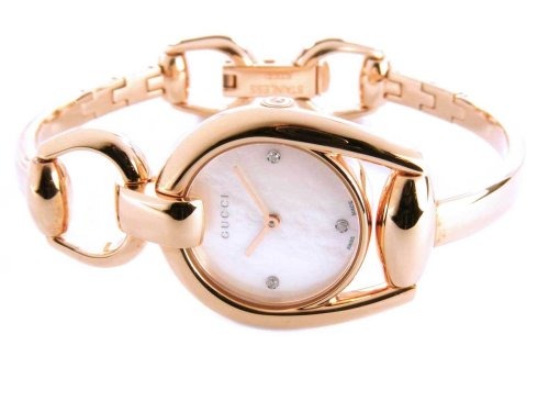  Shop Authentic Gucci Horsebit Collection Diamonds Mother of Pearl Dial Rose Gold Steel Strap Watch For Women - YA139508 - Luxxuri