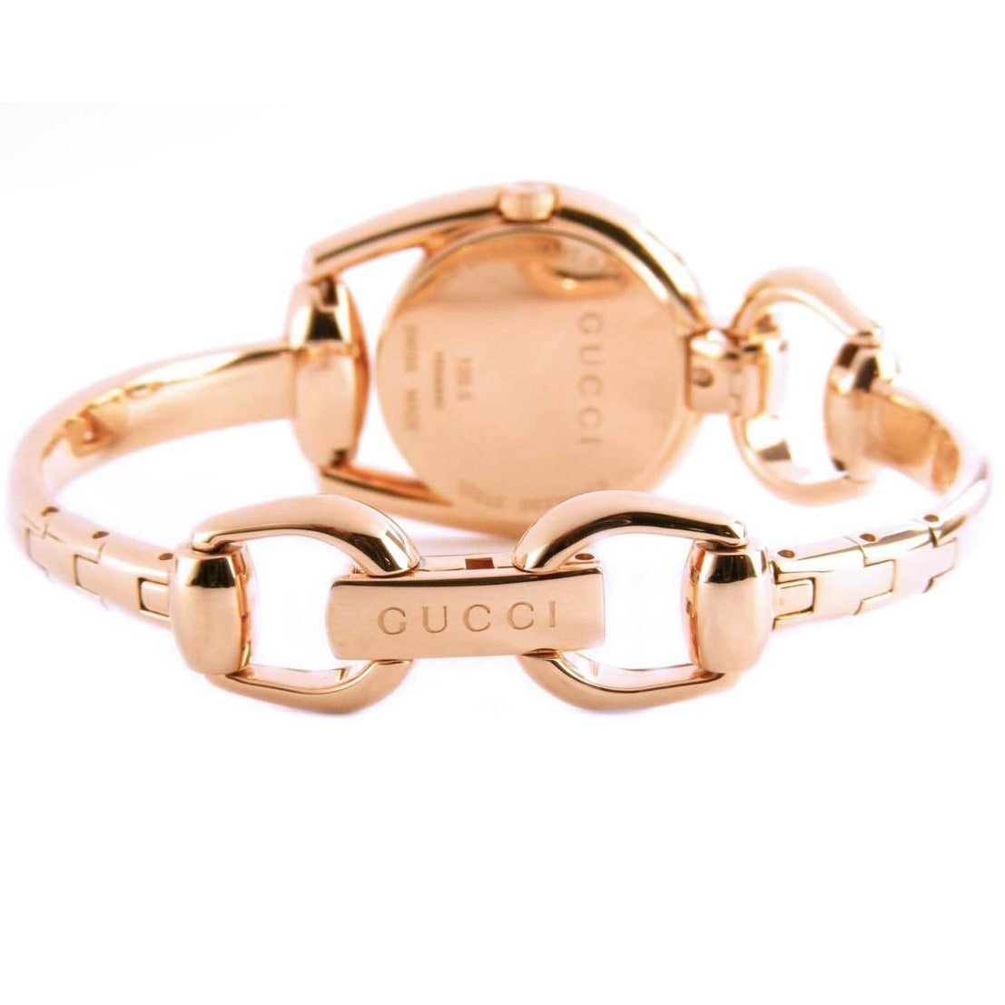  Shop Authentic Gucci Horsebit Collection Diamonds Mother of Pearl Dial Rose Gold Steel Strap Watch For Women - YA139508 - Luxxuri