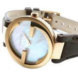  Shop Authentic Gucci G Interlocking Mother of Pearl Dial Brown Leather Strap Watch For Women - YA133516 - Luxxuri
