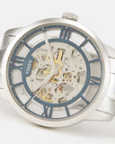  Shop Authentic Fossil Townsman Automatic Skeleton Silver Dial Silver Steel Strap Watch for Men - ME3044 - Luxxuri