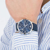  Shop Authentic Emporio Armani Giovanni T Bar Chronograph Quartz Blue Dial Blue Leather Strap Watch For Men - AR11226 - Luxxuri
