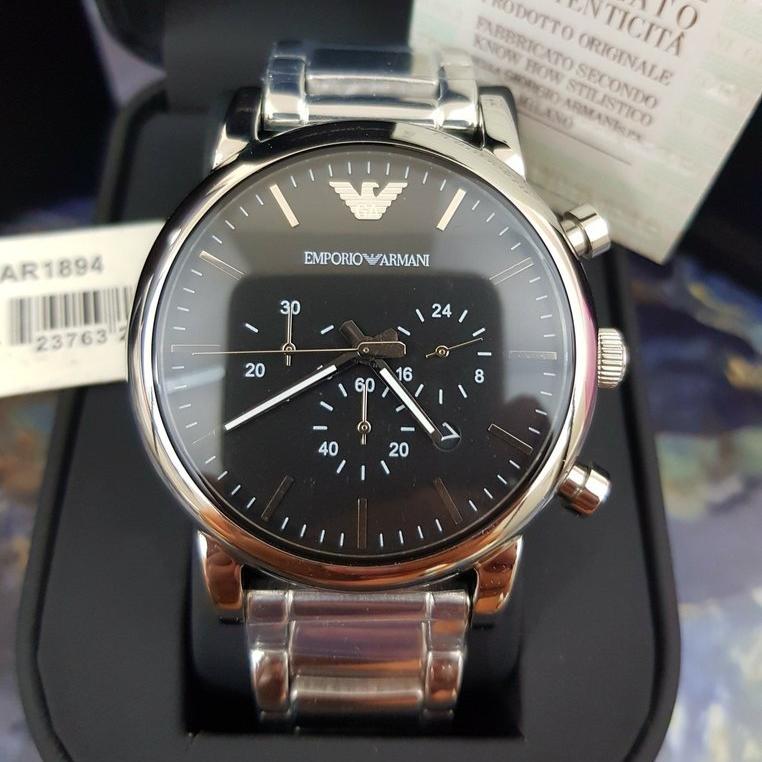  Shop Authentic Emporio Armani Luigi Black Dial Silver Steel Strap Watch For Men - AR1894 - Luxxuri