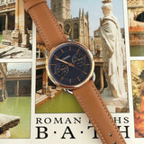  Shop Authentic Fossil Tailor Date-Day Quartz Blue Dial Brown Leather Strap Watch for Women - ES4257 - Luxxuri