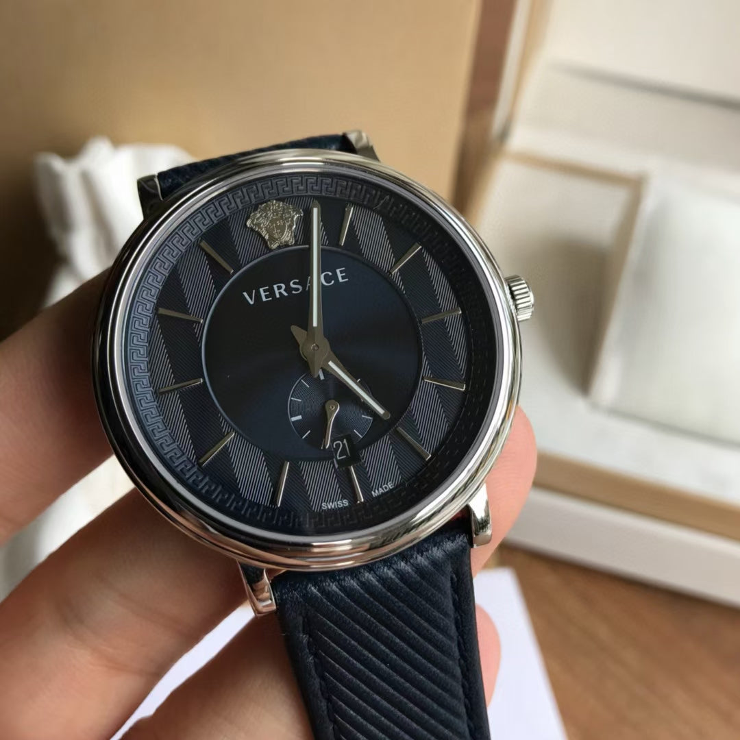  Shop Authentic Versace Menifesto Quartz Blue Dial Blue Leather Strap Watch For Men - VBQ01017 - Luxxuri