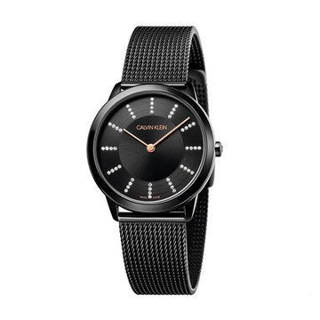  Shop Authentic Calvin Klein Minimal Diamonds Black Dial Black Mesh Bracelet Watch for Women - K3M22X2X - Luxxuri