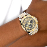  Shop Authentic Guess Frontier Chronograph Crystals Silver Dial Two Tone Steel Strap Watch for Men - W0799G4 - Luxxuri