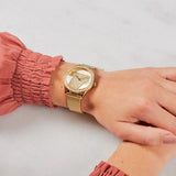  Shop Authentic Guess Tri Glitz Quartz Diamonds Gold Dial Gold Mesh Bracelet Watch For Women - W1142L2 - Luxxuri