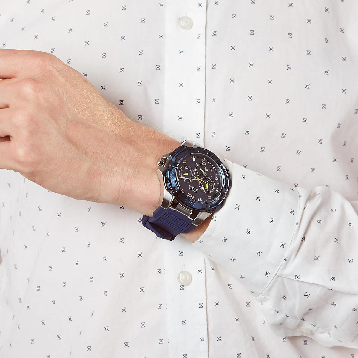  Shop Authentic Guess Genesis Multi Function Analog Blue Dial Blue Rubber Strap Watch For Men - W1254G1 - Luxxuri