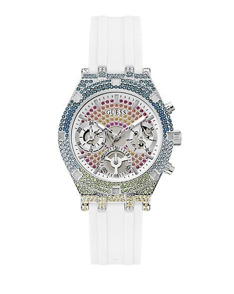  Shop Authentic Guess Glitz Pride Limited Edition White Dial White Rubber Strap Watch for Women - GW0407L4 - Luxxuri