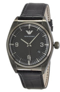  Shop Authentic Emporio Armani Franco Black Dial Black Leather Strap Watch For Men - AR0368 - Luxxuri