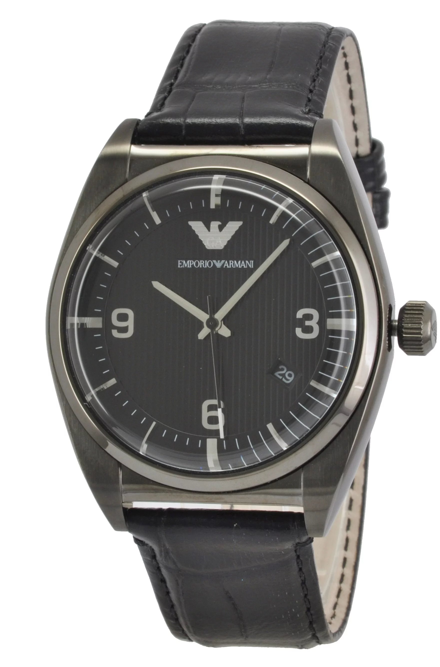  Shop Authentic Emporio Armani Franco Black Dial Black Leather Strap Watch For Men - AR0368 - Luxxuri