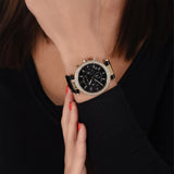  Shop Authentic Michael Kors Parker Chronograph Black Dial Black Leather Strap Watch For Women - MK6984 - Luxxuri