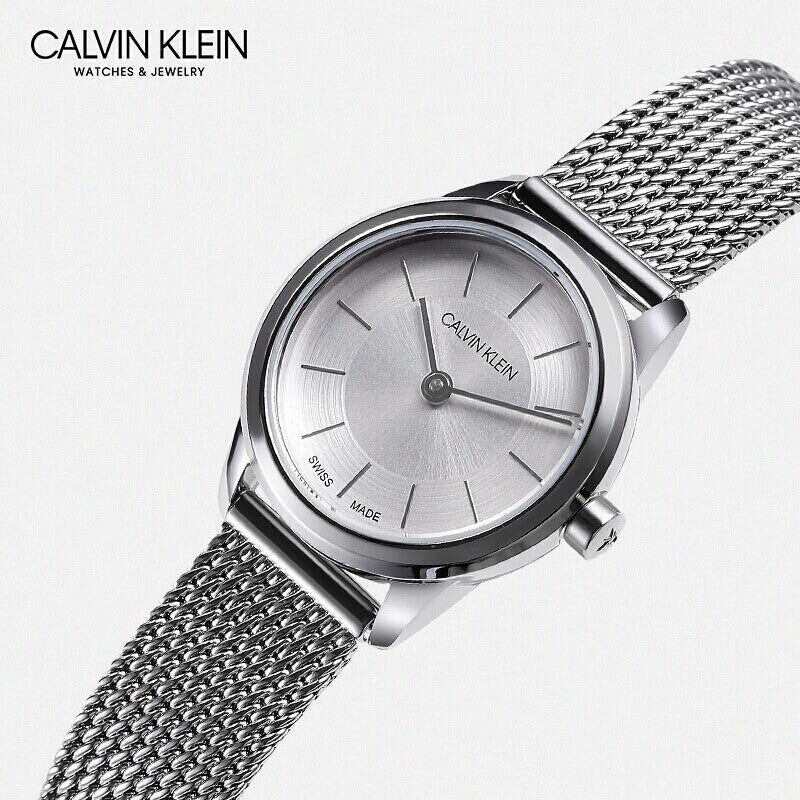  Shop Authentic Calvin Klein Minimal White Dial Silver Mesh Bracelet Watch for Women - K3M23126 - Luxxuri