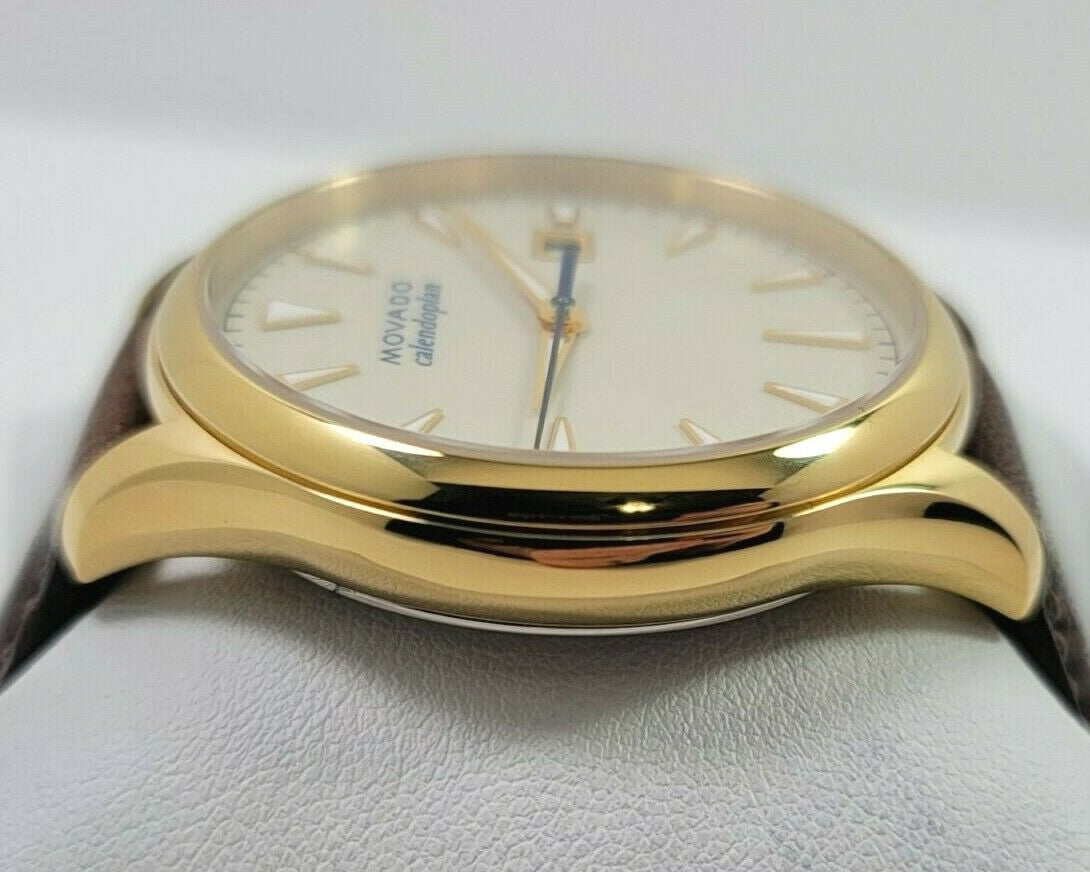  Shop Authentic Movado Heritage Calendoplan Beige Dial Brown Leather Strap Watch for Men - 3650003 - Luxxuri